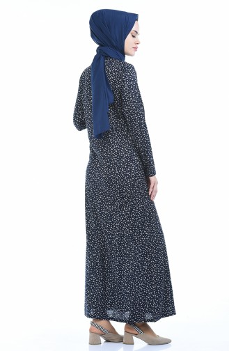 Navy Blue Hijab Dress 8837-01