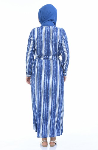 Robe a Rayures Grande Taille 7516-02 Bleu 7516-02