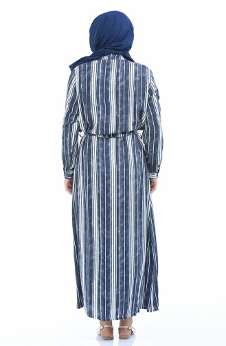Navy Blue Hijab Dress 7615-03