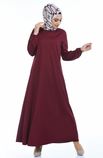 Claret Red Hijab Dress 8370-09