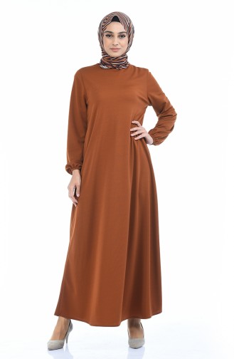 Kleid mit Gummi  8370-10 Tabak 8370-10