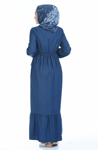 Navy Blue Hijab Dress 4071-01