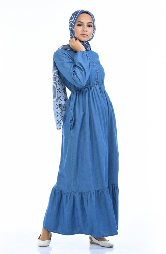 Denim Blue Hijab Dress 4071-02