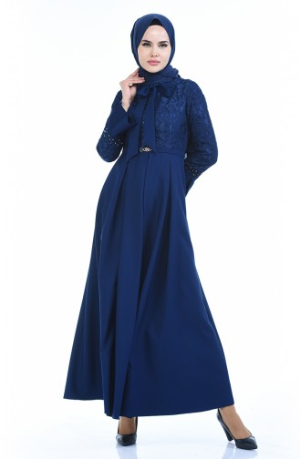 Perlen Kleid mit Spitze  9439-05 Dunkelblau 9439-05