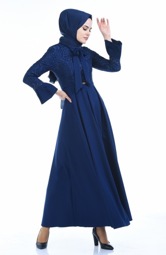 Perlen Kleid mit Spitze  9439-05 Dunkelblau 9439-05