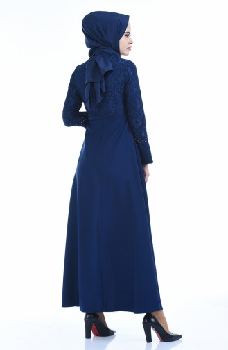 Robe Perlées a Dentelle 9439-05 Bleu Marine 9439-05