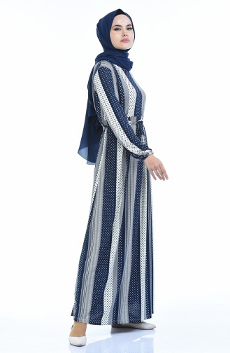 Navy Blue Hijab Dress 4791G-02
