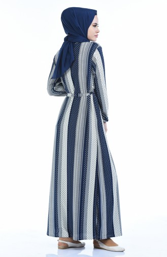 Navy Blue Hijab Dress 4791G-02