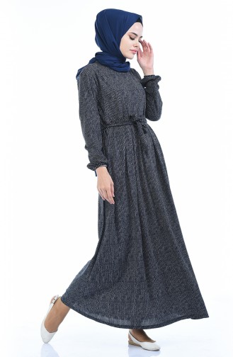 Navy Blue Hijab Dress 4791K-01