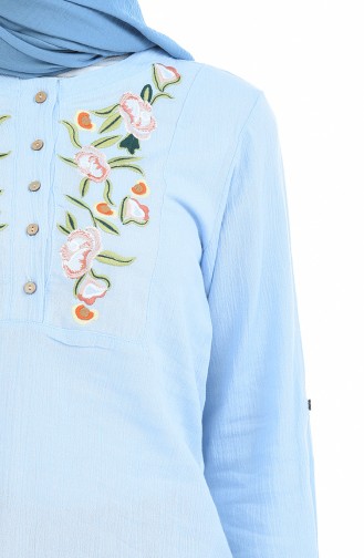 Blouse Brodée 21205-05 Bleu Bébé 21205-05