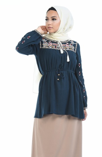 Oil Blue Blouse 21206-03