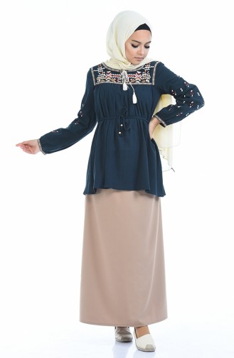 Oil Blue Blouse 21206-03