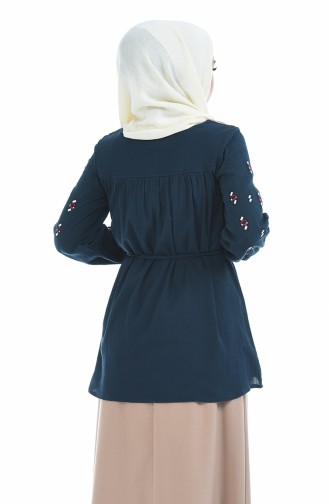 Bestickte Bluse aus Şile Stoff 21206-03 Petroleum 21206-03