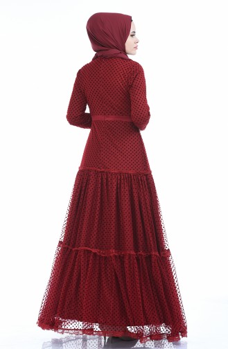 Claret Red Hijab Dress 12010-02