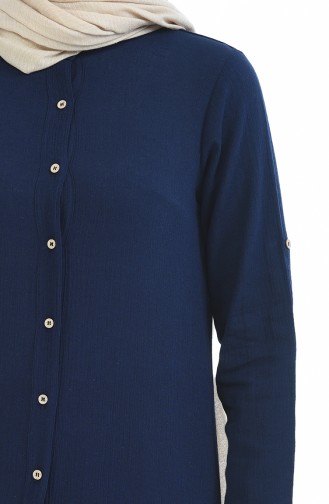 Navy Blue Overhemdblouse 15203-01