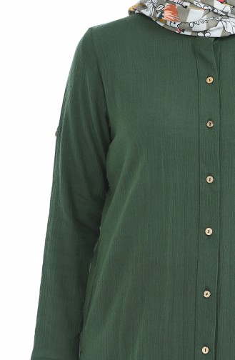 Düğmeli Şile Bezi Gömlek 15203-02 Yeşil