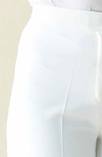 Bol Paça Yazlık Pantolon 1108-04 Beyaz