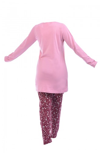 Bayan Uzun Kollu Pijama Takımı 705068-02 Pudra