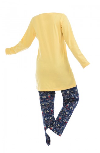 Bayan Uzun Kollu Pijama Takımı 705079-01 Sarı