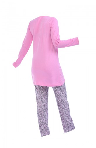 Bayan Uzun Kollu Pijama Takımı 705091-02 Pembe