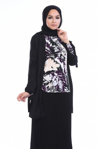 Ensmeble Deux Pieces Blouse Veste 0011-03 Noir 0011-03