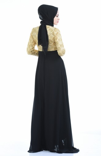 Gemustertes Abendkleid  83051-01 Gold Schwarz 83051-01