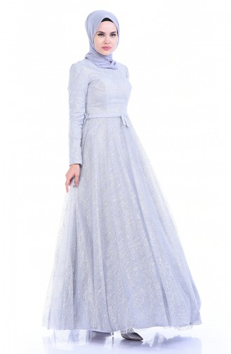 Silbernes Abendkleid 9264-01 Grau 9264-01