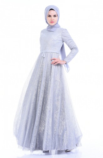 Grau Hijab-Abendkleider 9264-01