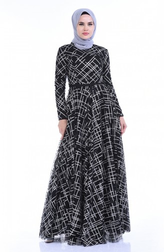 Black Hijab Evening Dress 9264B-01