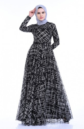 Silbernes Abendkleid 9264B-01 Schwarz 9264B-01