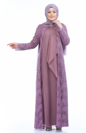 Grosse Grösse Set Aussehendes Abendkleid 4001-07 Puder Rosa 4001-07