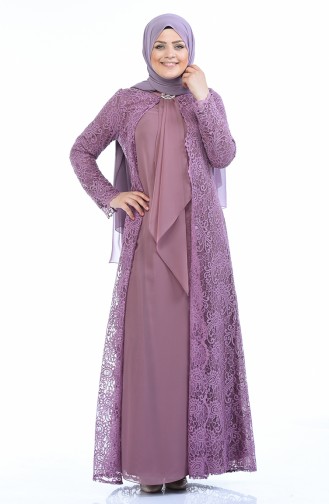 Grosse Grösse Set Aussehendes Abendkleid 4001-07 Puder Rosa 4001-07