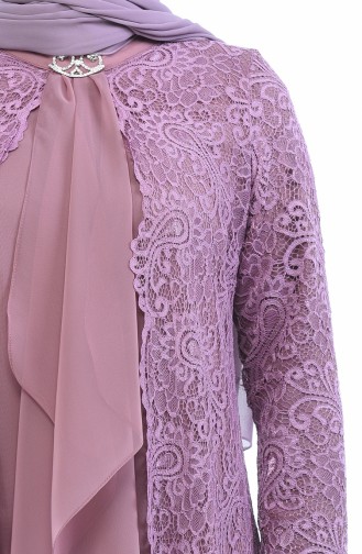 Dusty Rose Hijab Evening Dress 4001-07