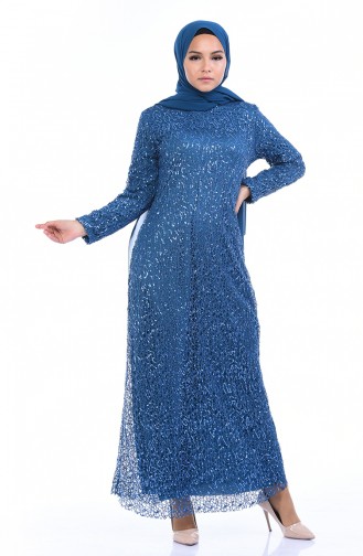 Robe de Soirée a Paillettes 4114-08 Pétrol 4114-08