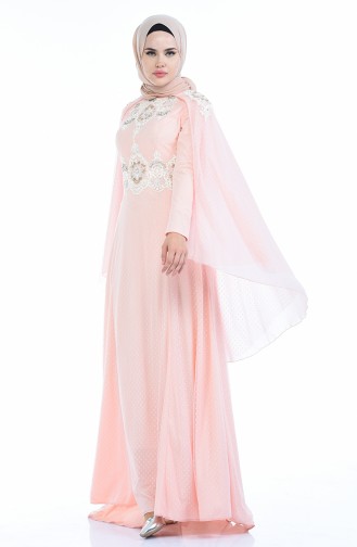 Powder Hijab Evening Dress 5029-02