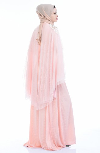 Powder Hijab Evening Dress 5029-02