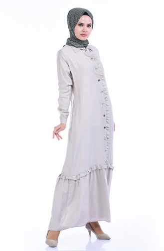 Beige Hijab Dress 0167-02