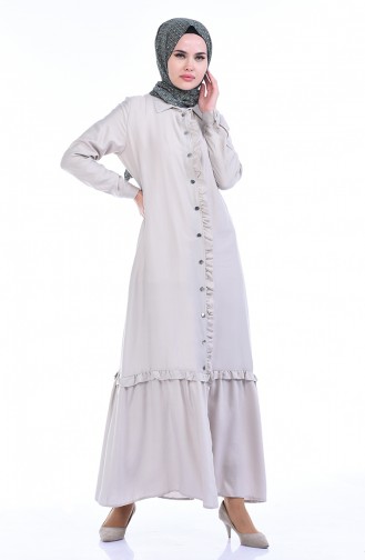 Beige Hijab Dress 0167-02