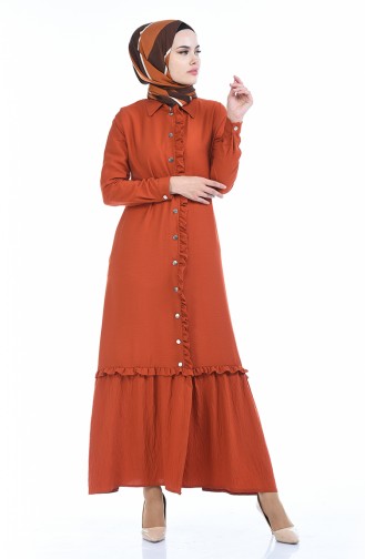 Brick Red Hijab Dress 0167-04