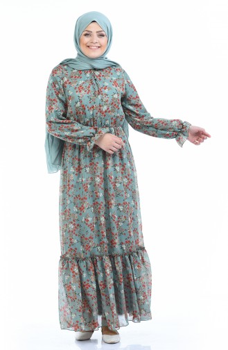 Green Almond Hijab Dress 1280-02