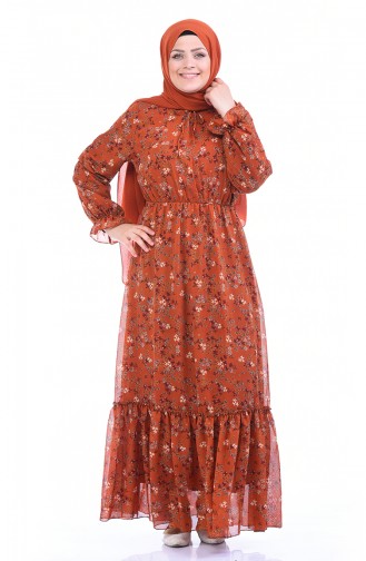 Brick Red Hijab Dress 1280-06