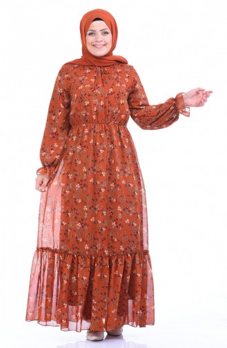 Brick Red Hijab Dress 1280-06