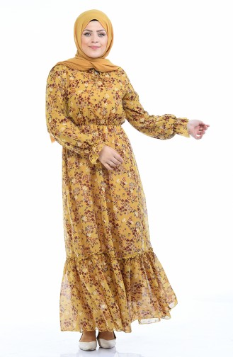 Mustard Hijab Dress 1280-07