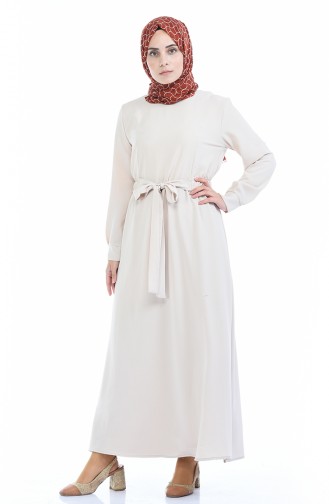 Beige Hijab Dress 1284-01