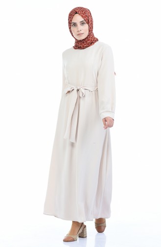 Beige Hijab Dress 1284-01