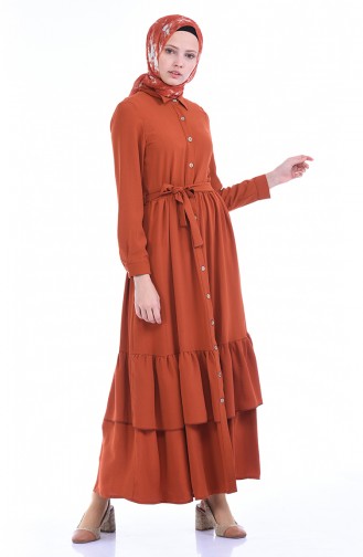 Brick Red Hijab Dress 1285-06