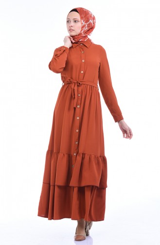 Brick Red Hijab Dress 1285-06