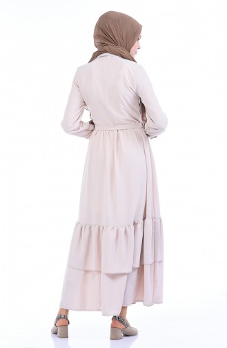 Robe a Ceinture et Boutons 1285-07 Beige 1285-07