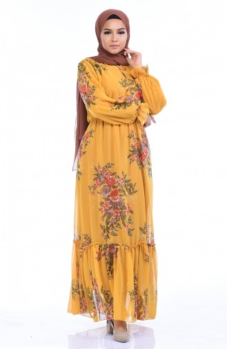 Mustard Hijab Dress 1291-02