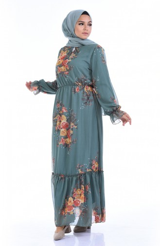 Green Almond Hijab Dress 1291-03